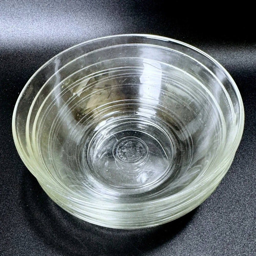 Vtg. Duralex France Lys Clear Set 3 Tempered Glass Cereal Dessert Prep Bowls
